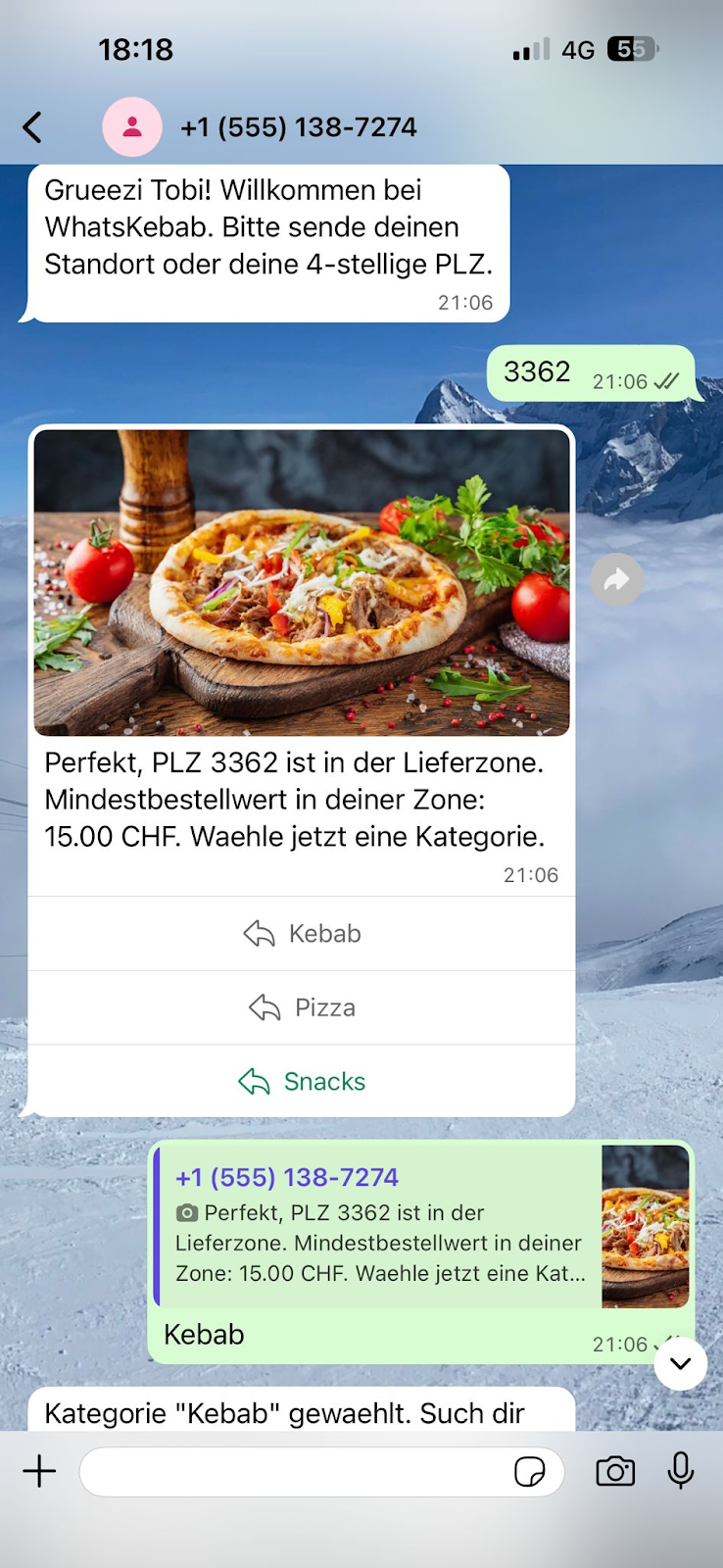 Snackchat WhatsApp Bestellbot